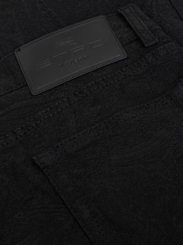 ETRO patterned-jacquard slim-cut Jeans | Black | FARFETCH