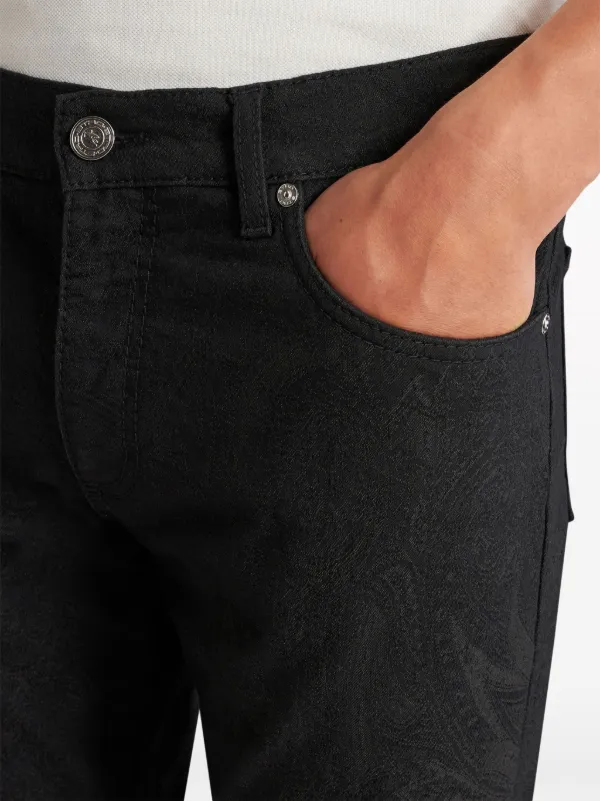 ETRO patterned-jacquard slim-cut Jeans | Black | FARFETCH