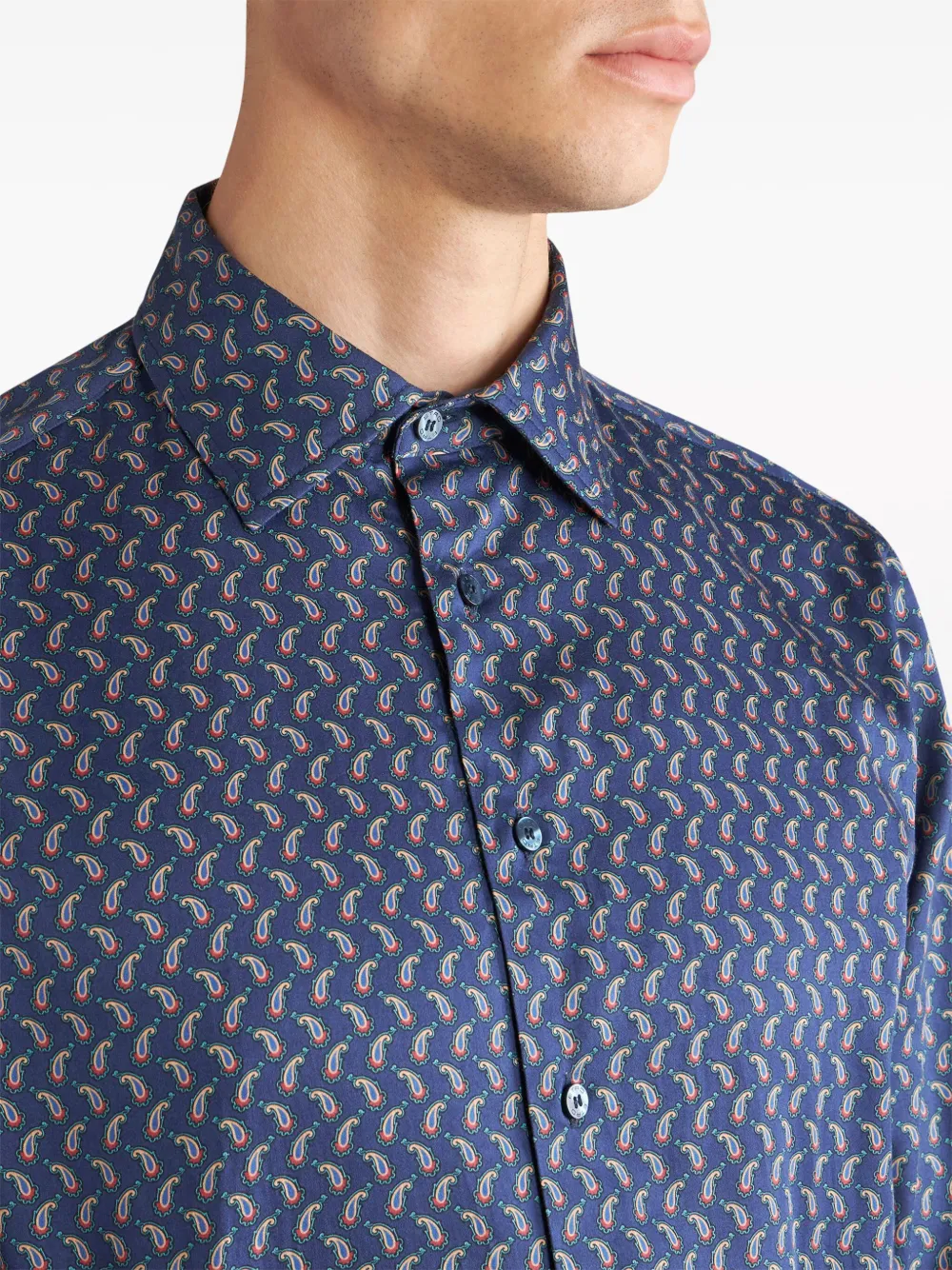 ETRO Katoenen overhemd met paisley-print Blauw
