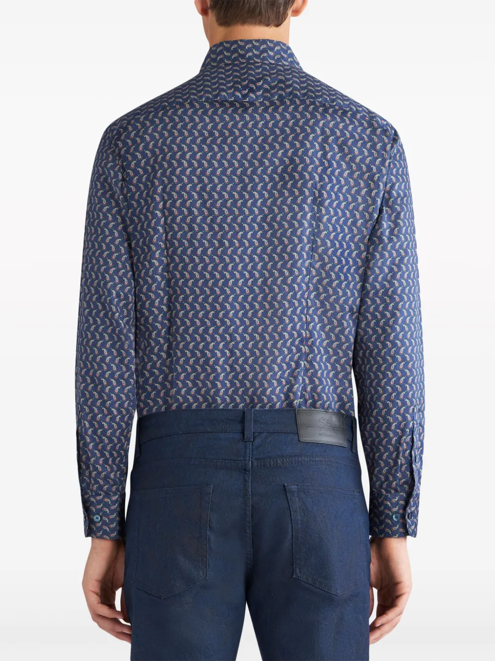 ETRO Katoenen overhemd met paisley-print Blauw