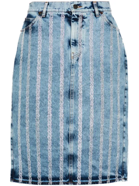 Giuseppe Di Morabito rhinestone-striped midi denim skirt