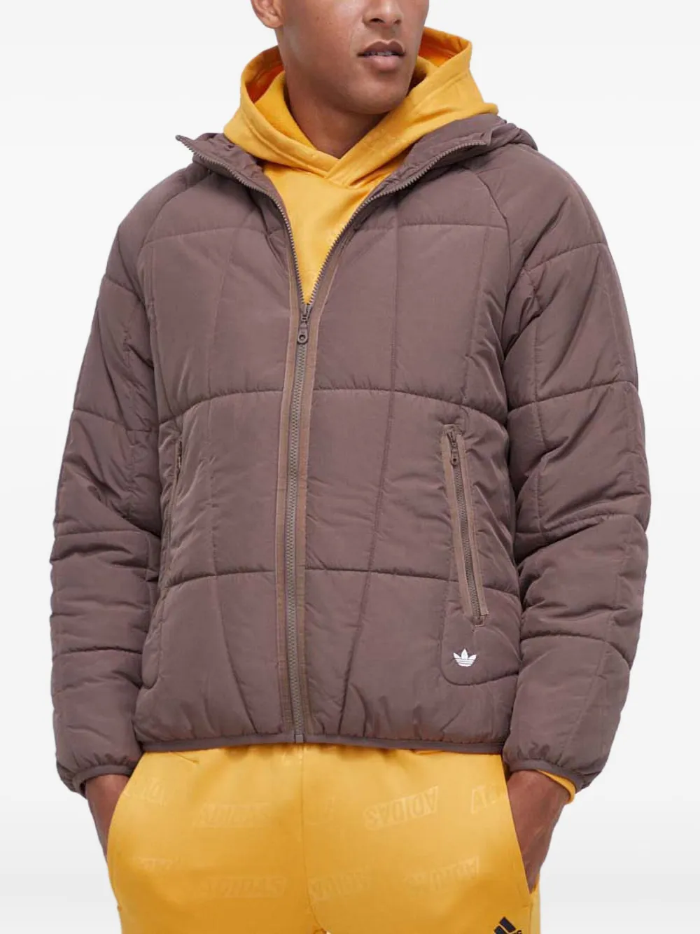 adidas quilted hooded jacket | Brown | Image 1