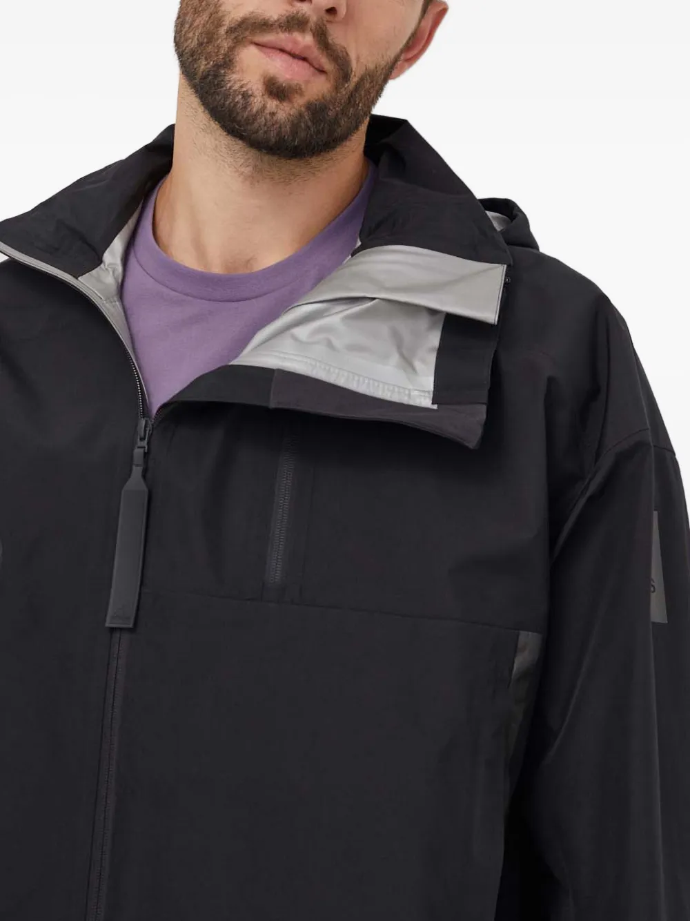 adidas Jack met capuchon en drie strepen Zwart