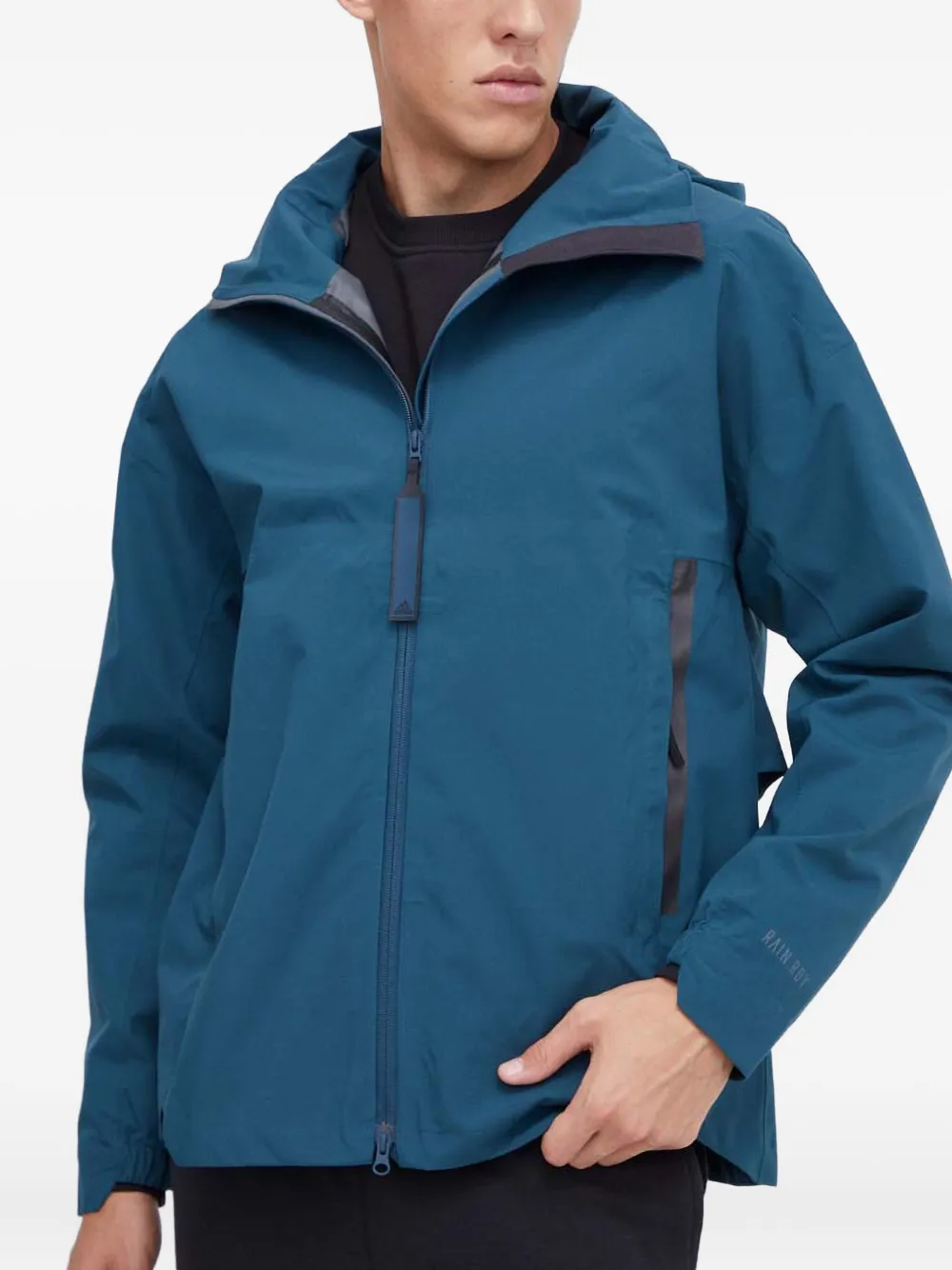 adidas hooded logo-print jacket | Blue | Image 1