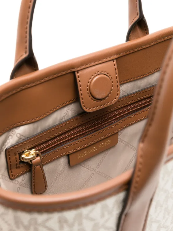 Michael Kors small Luisa monogram satchel bag women Polyester Polyurethane Canvas One Size Neutrals