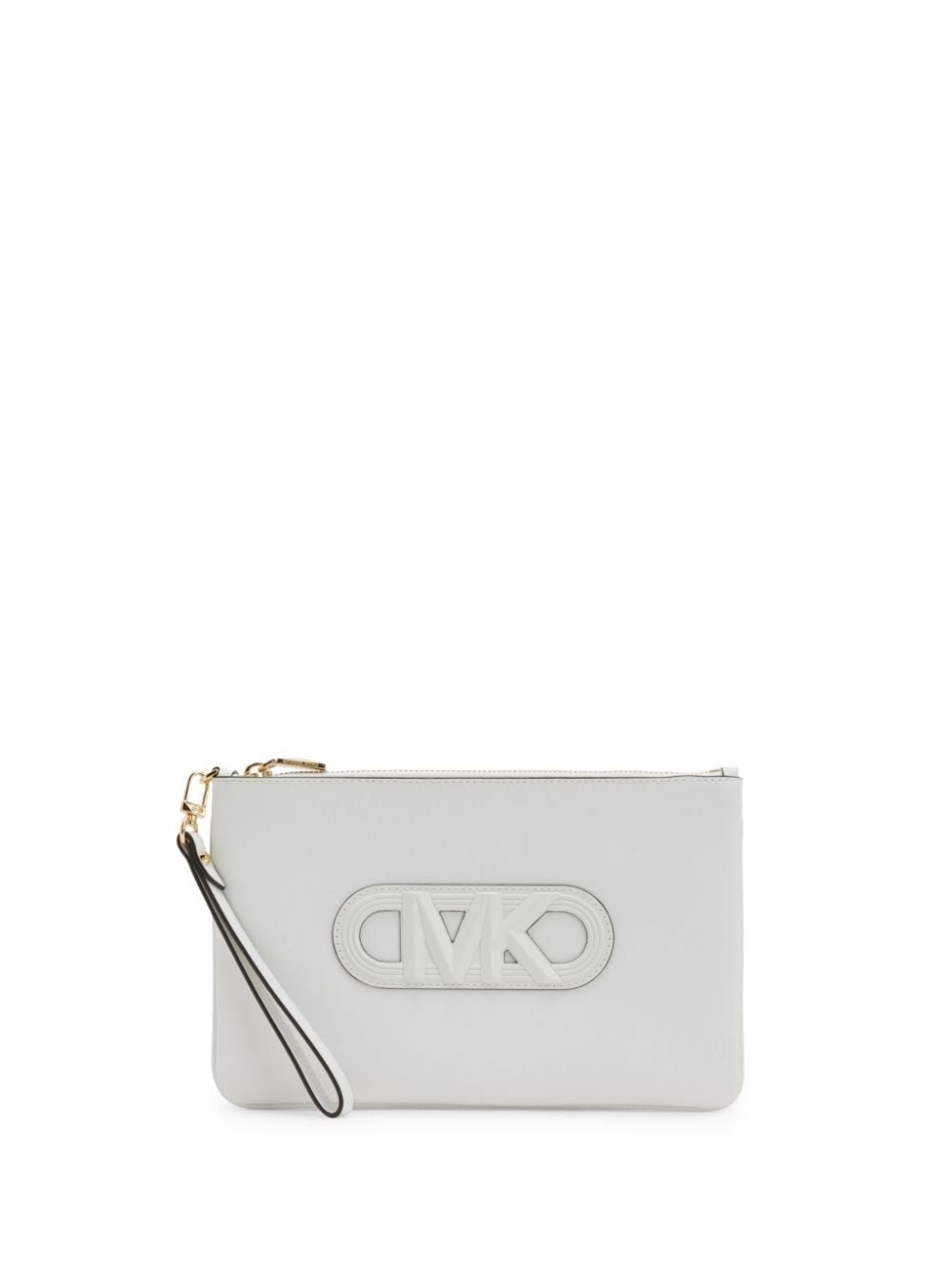 Michael Kors Large Jet Set Leather Clutch Bag In White