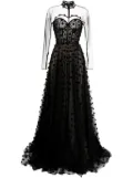 Saiid Kobeisy polka dot beaded tulle gown - Black