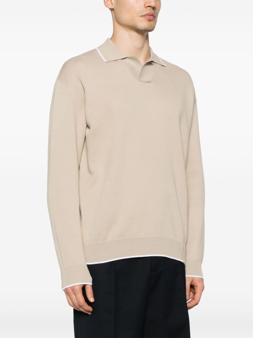 Shop Boggi Milano Knitted Polo Shirt In Neutrals