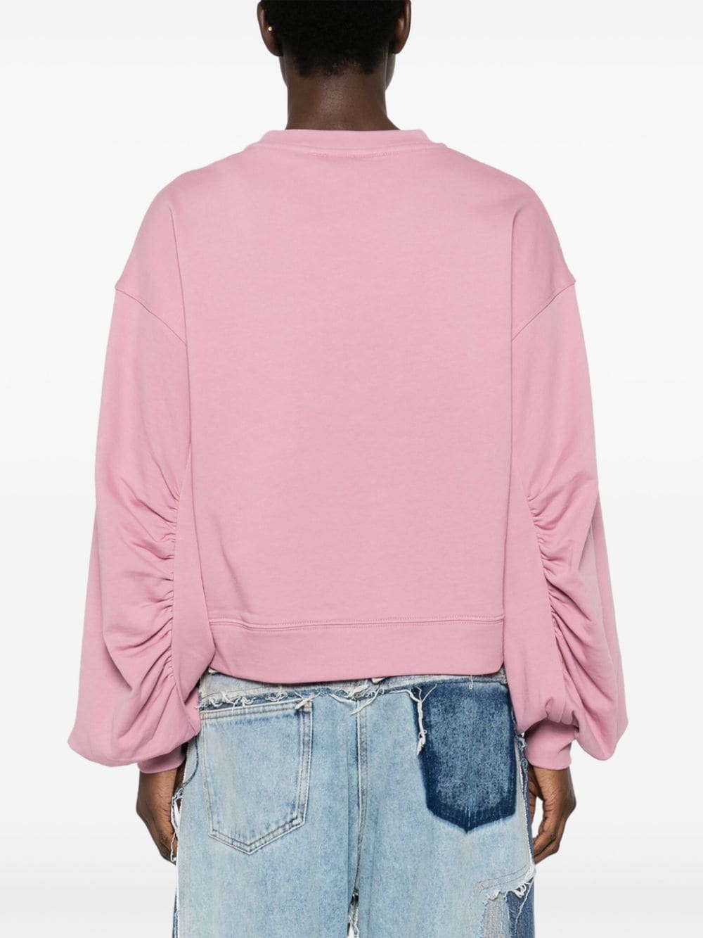 Shop Pinko Love Birds-motif Cotton Sweatshirt In Pink
