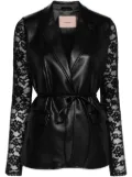 TWINSET floral-lace-sleeves blazer - Black