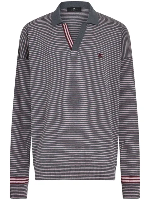 ETRO playera tipo polo con logo bordado y motivo de rayas