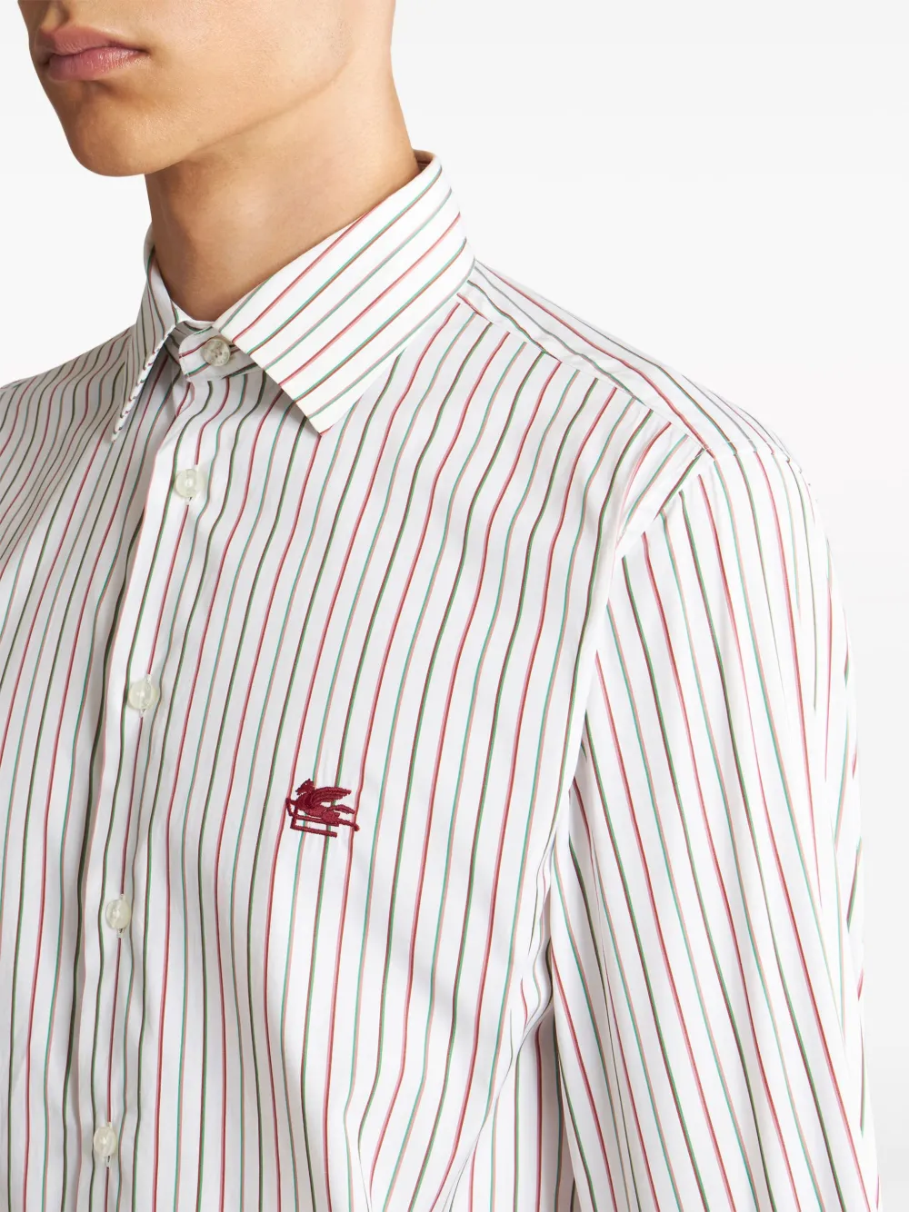 Shop Etro Logo-embroidered Cotton Shirt In White