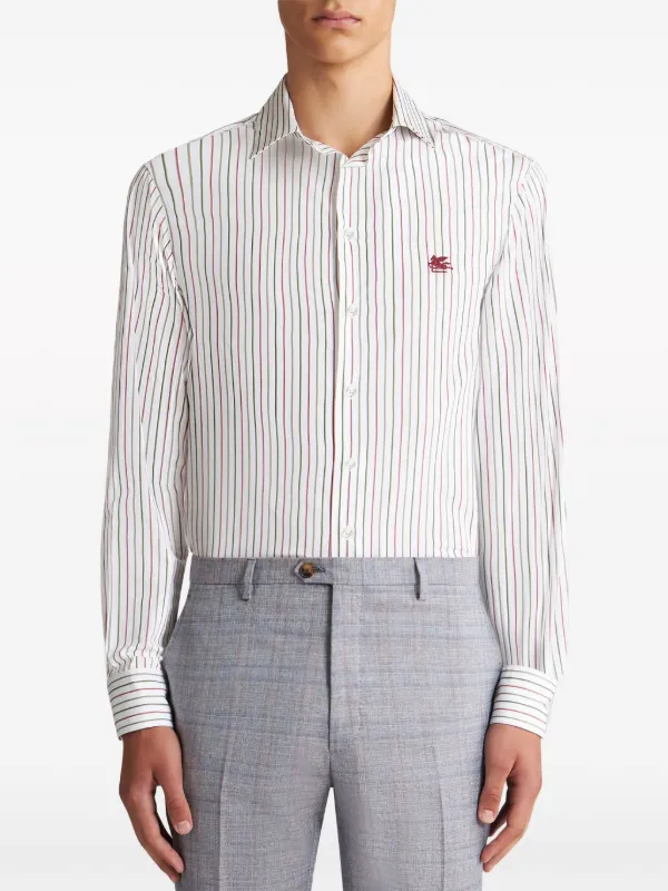 ETRO logo-embroidered Cotton Shirt | White | FARFETCH TR