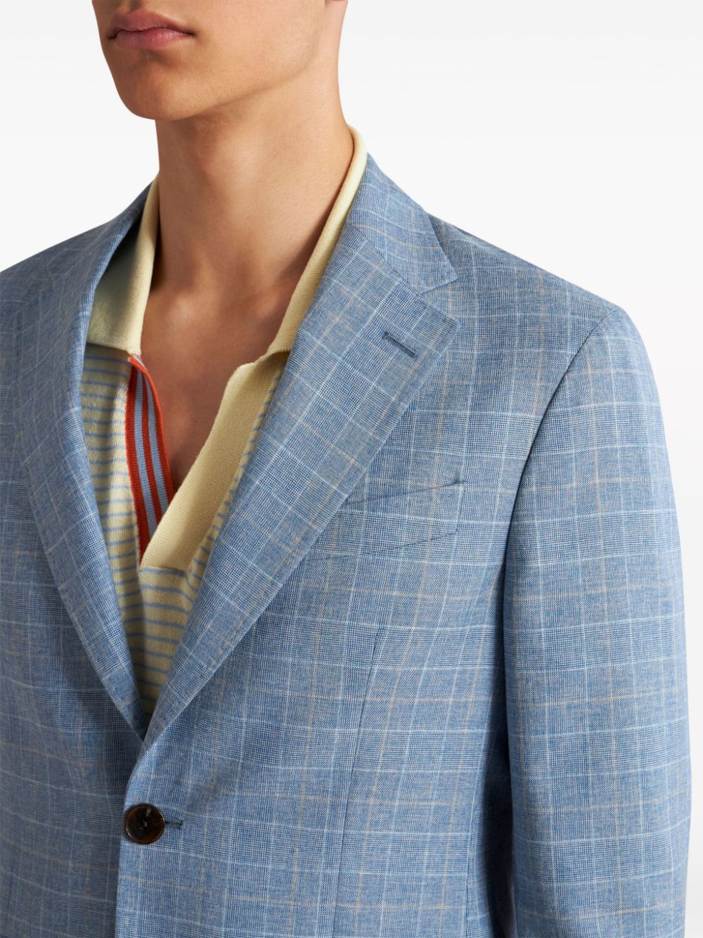 Shop Etro Checked Single-breasted Suit In Blau