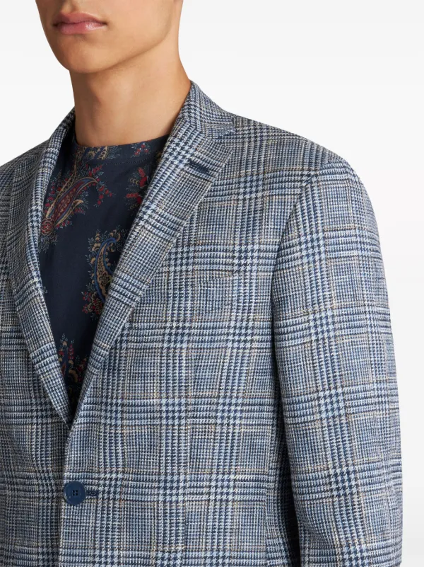 ETRO ハウンドトゥースチェック ジャケット | ブルー | FARFETCH JP