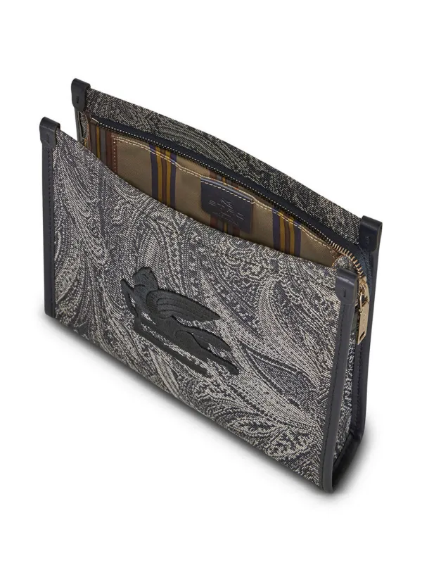 ETRO Pegaso-motif Paisley Clutch Bag | Black | FARFETCH TR