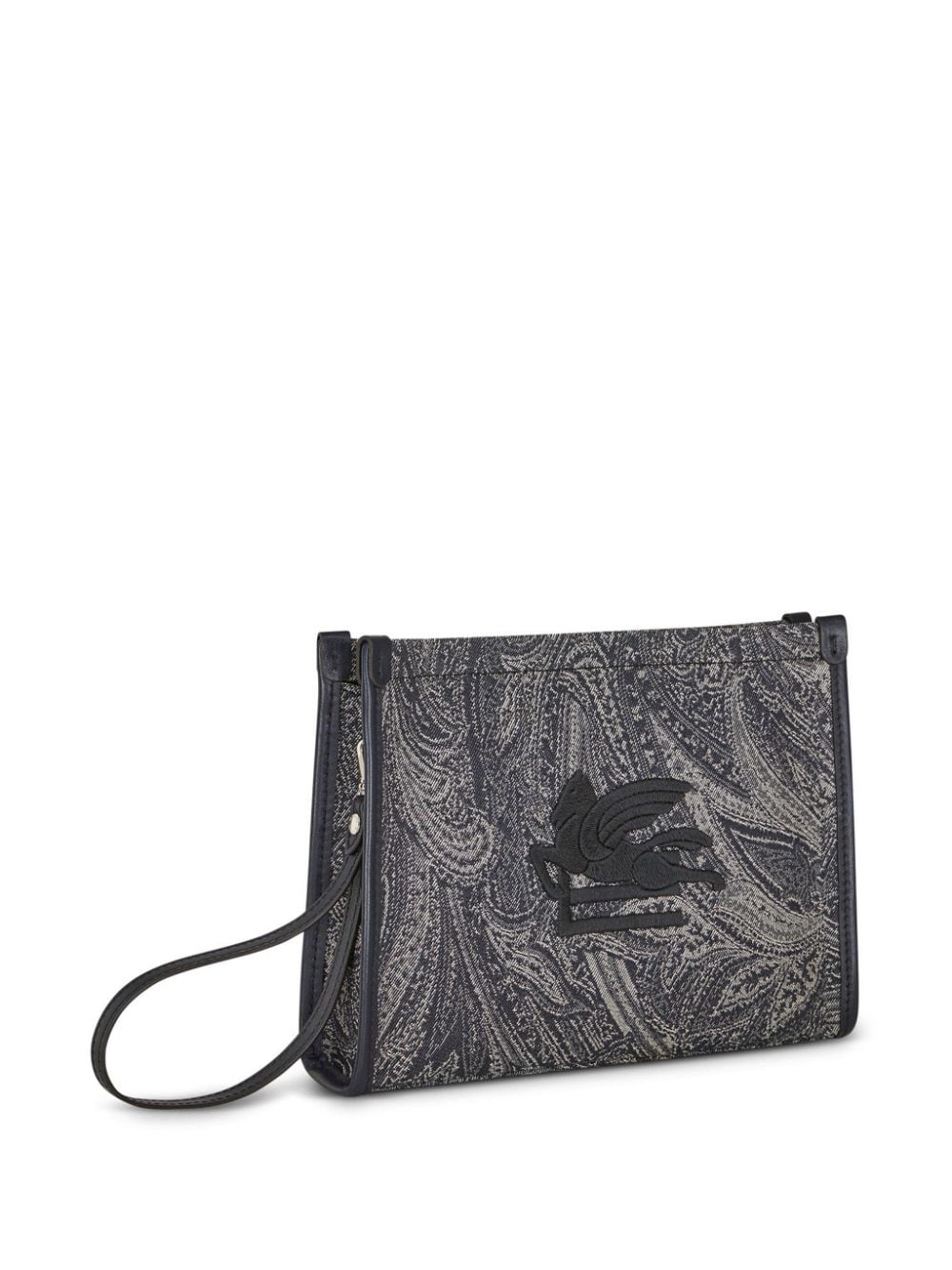 Shop Etro Pegaso-motif Paisley Clutch Bag In Black