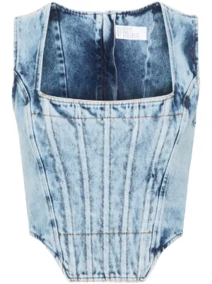 Elisabetta Franchi デニムビスチェ トップ | ブルー | FARFETCH JP