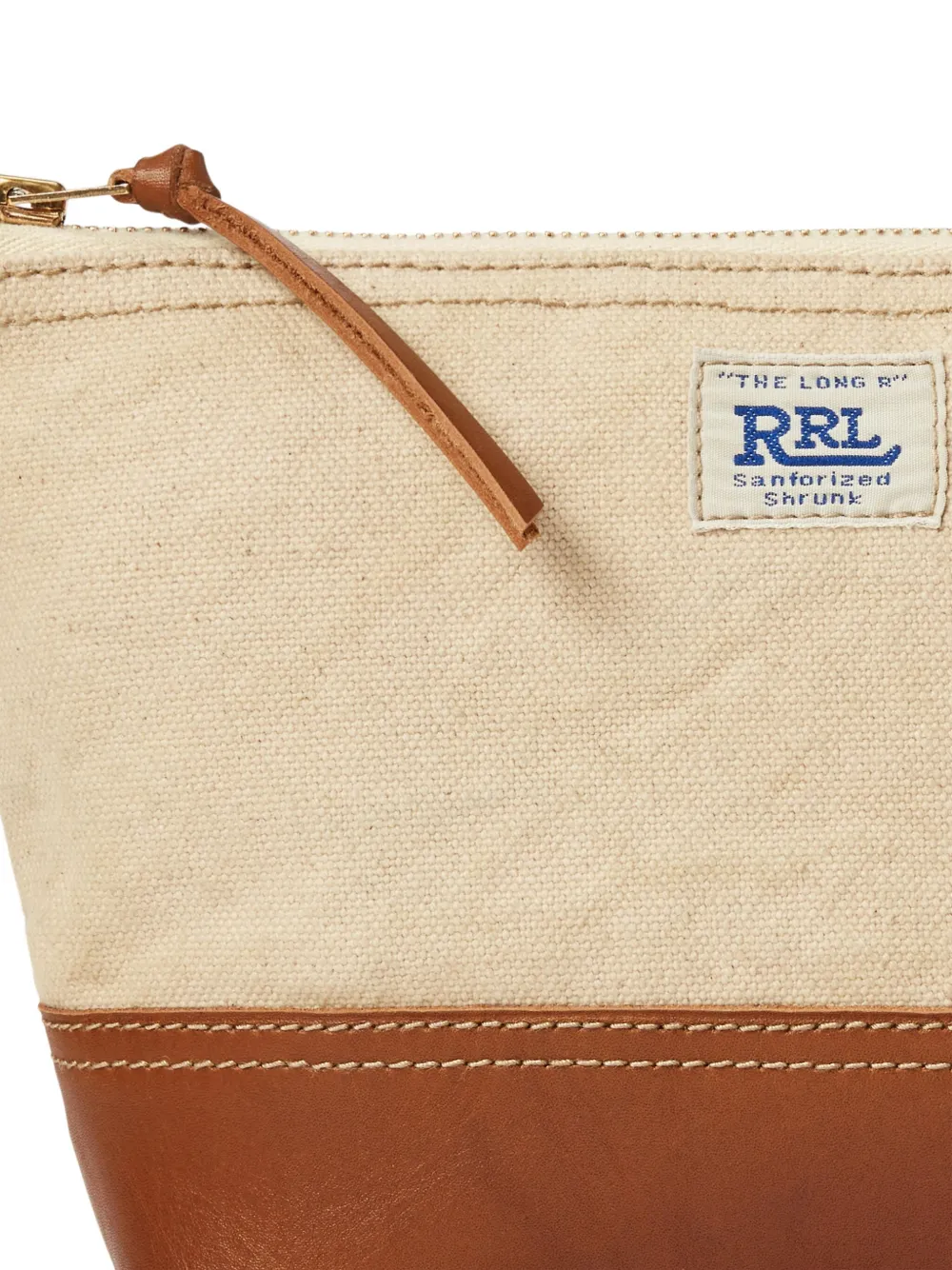 Shop Ralph Lauren Rrl Leather-trim Canvas Clutch Bag In Neutrals