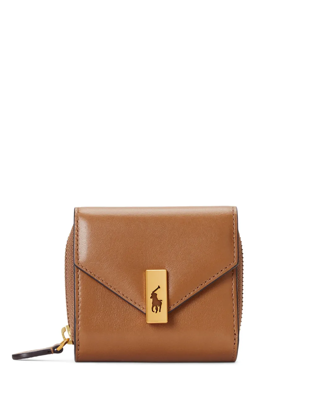 Polo Ralph Lauren Logo-plaque Leather Wallet In Brown