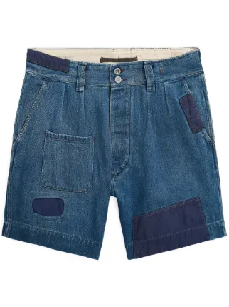 RRLパッチワークパンツ Ralph Lauren RRL パッチワーク ショートパンツ | ブルー