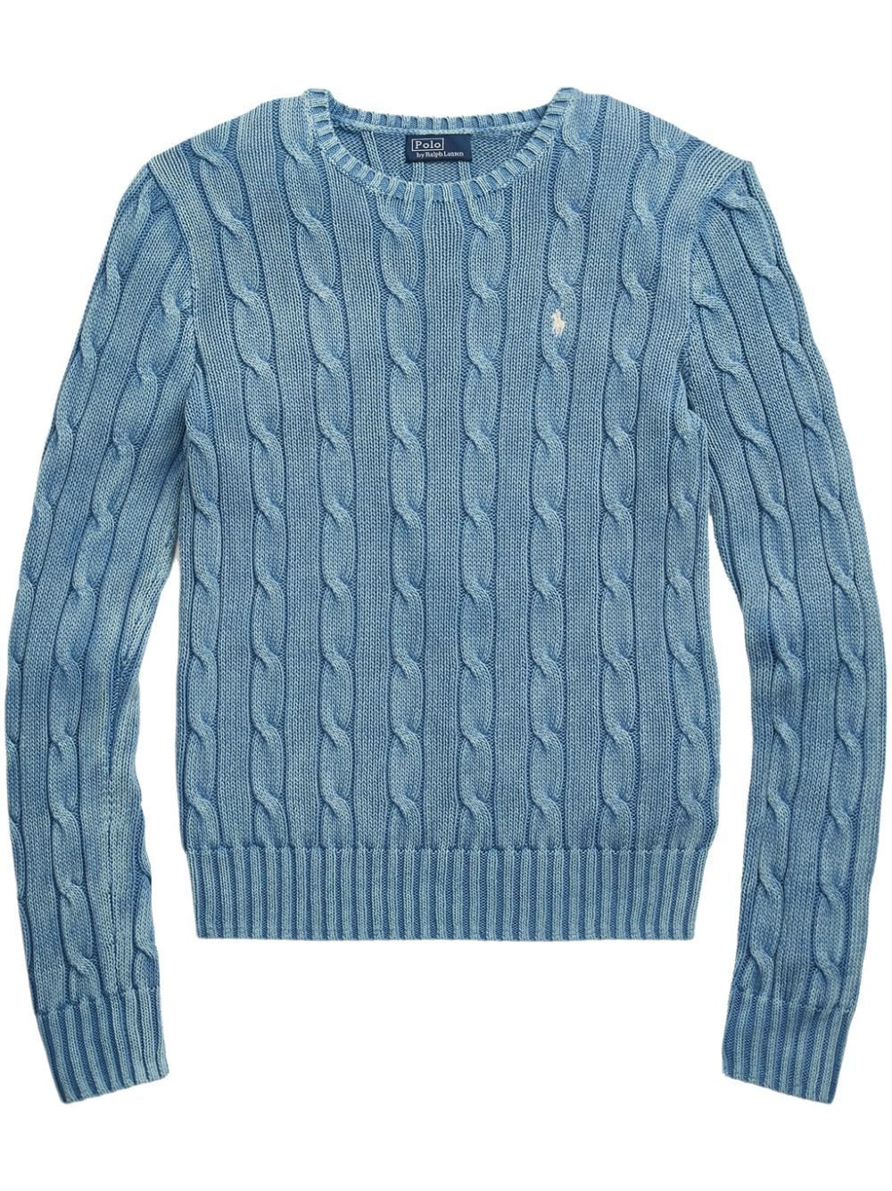 Polo Ralph Lauren Polo Pony-embroidered Cable-knit Jumper In Blue