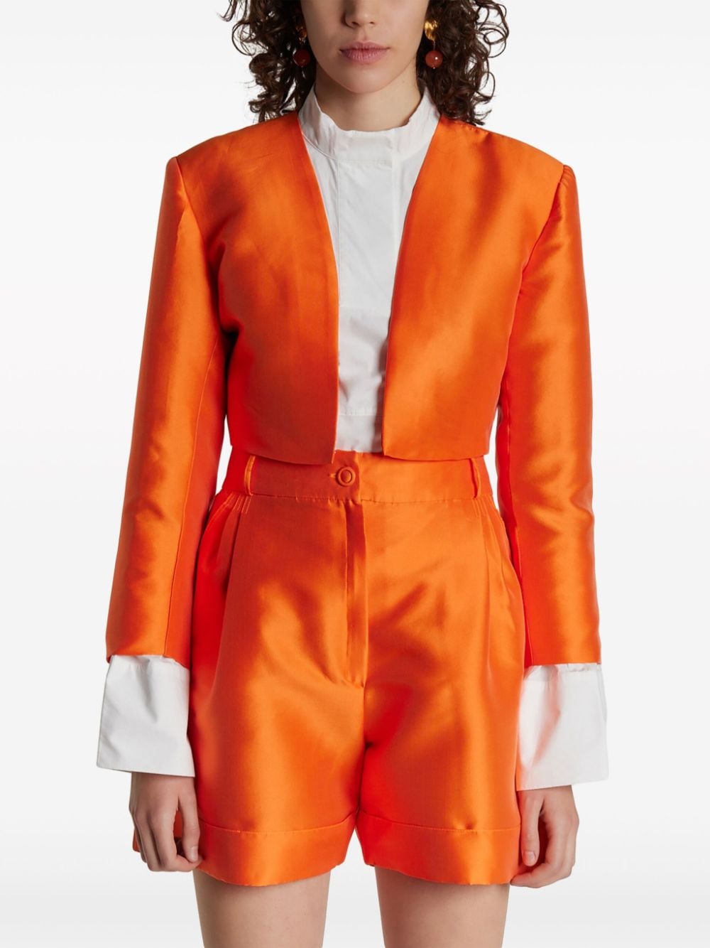 Shop D'estree Helmut Satin-finish Blazer In Orange