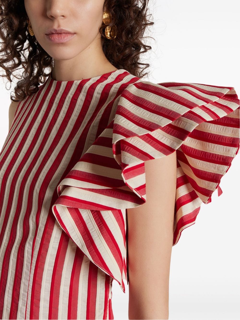 Shop D'estree Franz Ruffle-detailing Dress In Red
