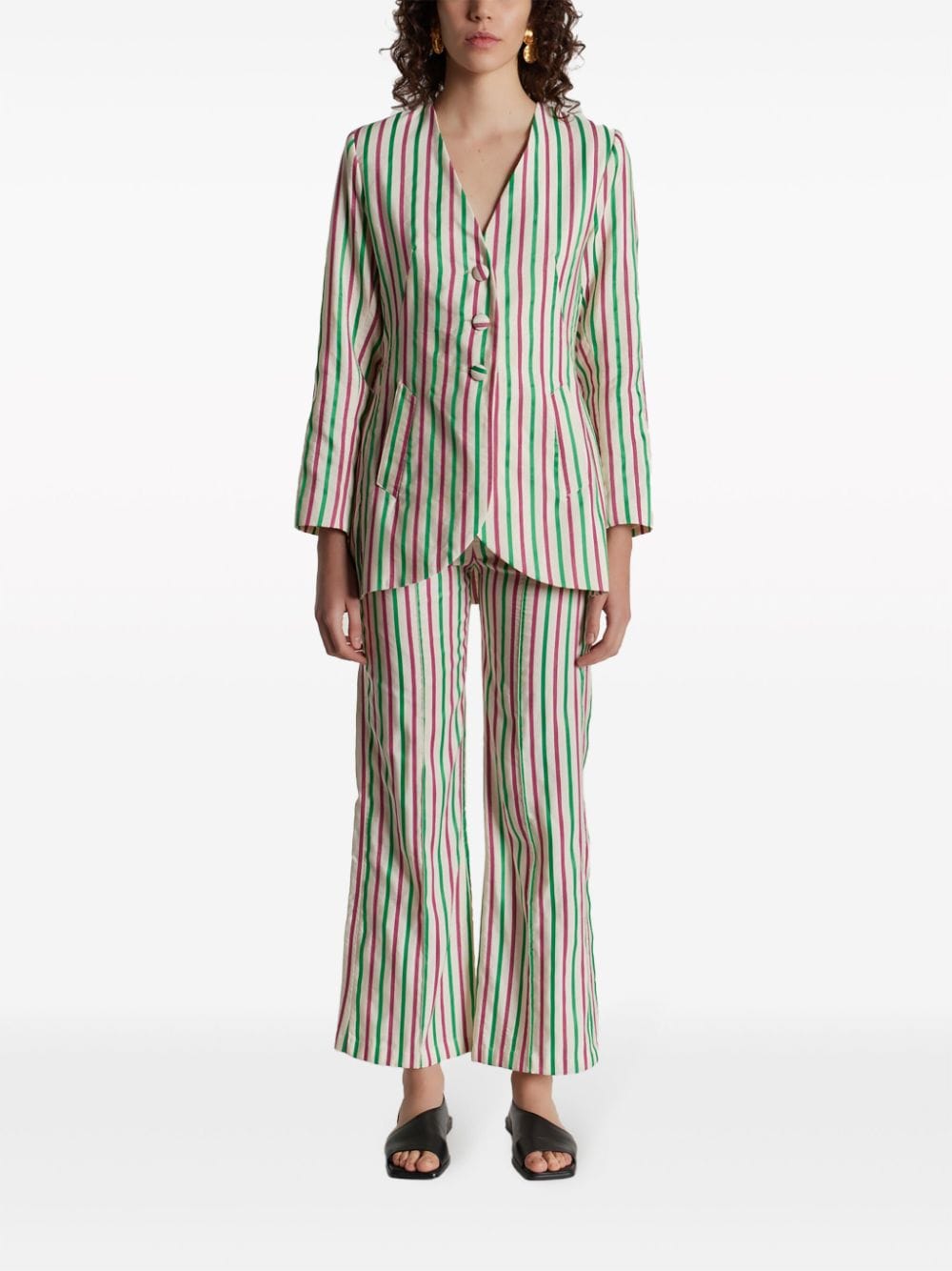 Shop D'estree Bridget Stripe-pattern Blazer In Pink