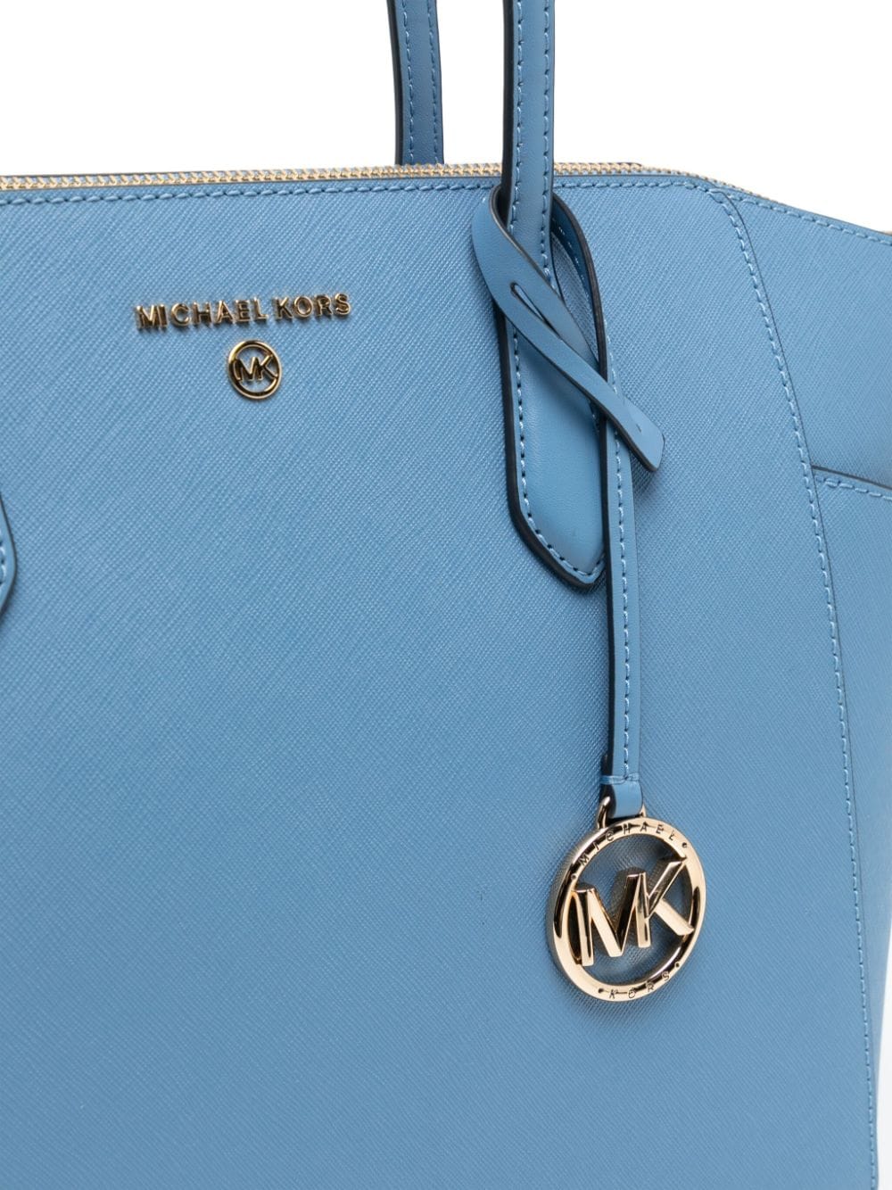 Shop Michael Kors Medium Marilyn Leather Tote Bag In Blue