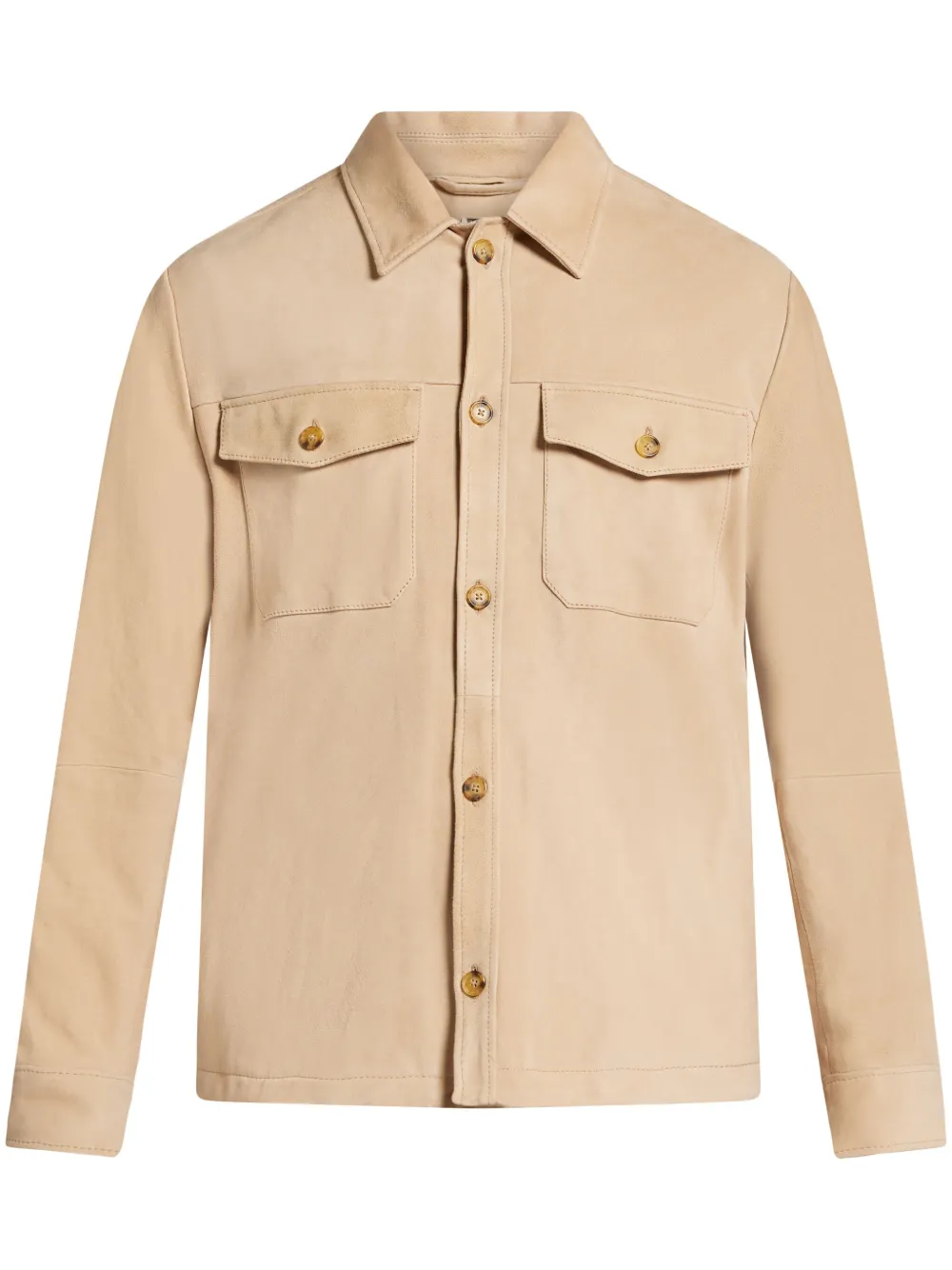 Michael Kors Suede Shirt Jacket In Neutrals