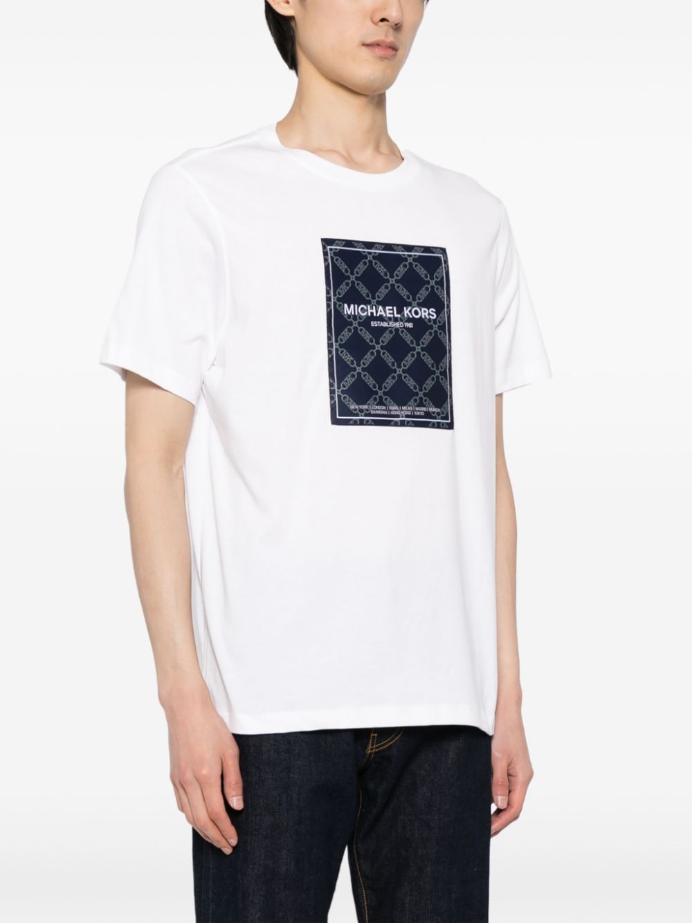 Shop Michael Kors Empire Cotton T-shirt In White