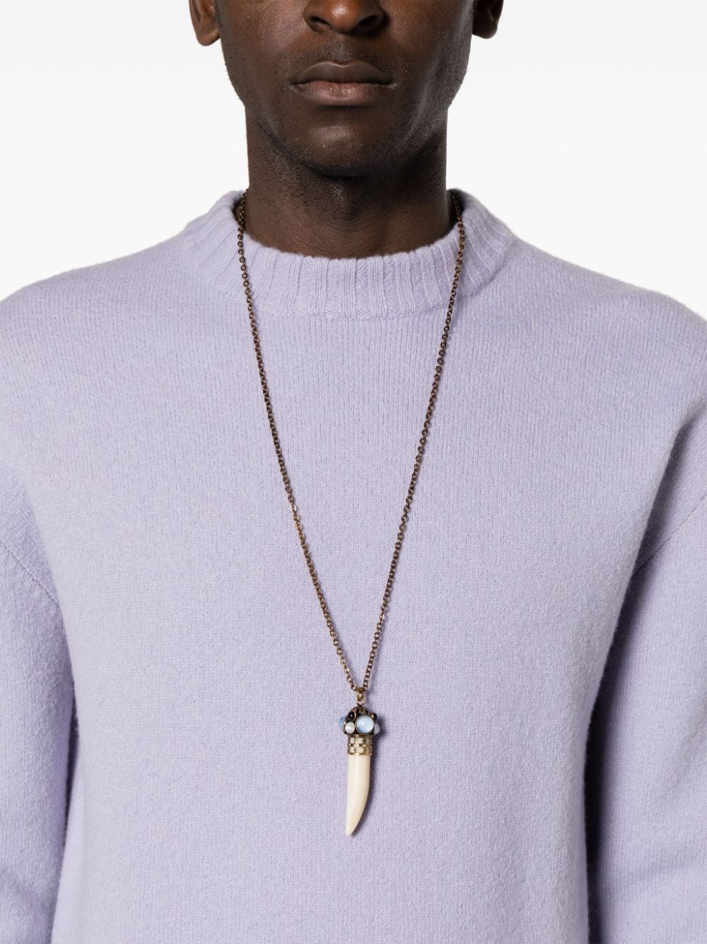 Shop Lardini Tooth-pendant Long Necklace In Gold