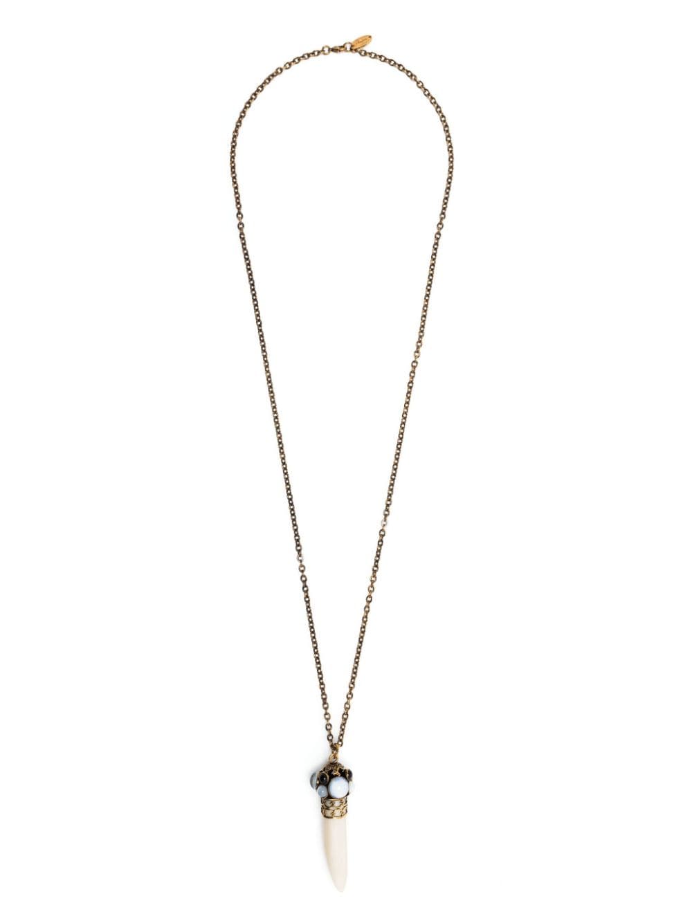 Shop Lardini Tooth-pendant Long Necklace In Gold