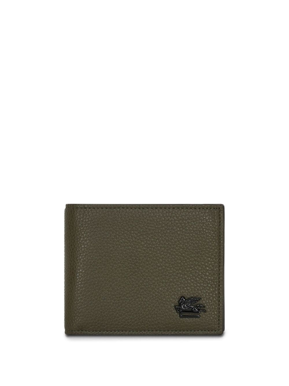 Pegaso-plaque grained leather wallet