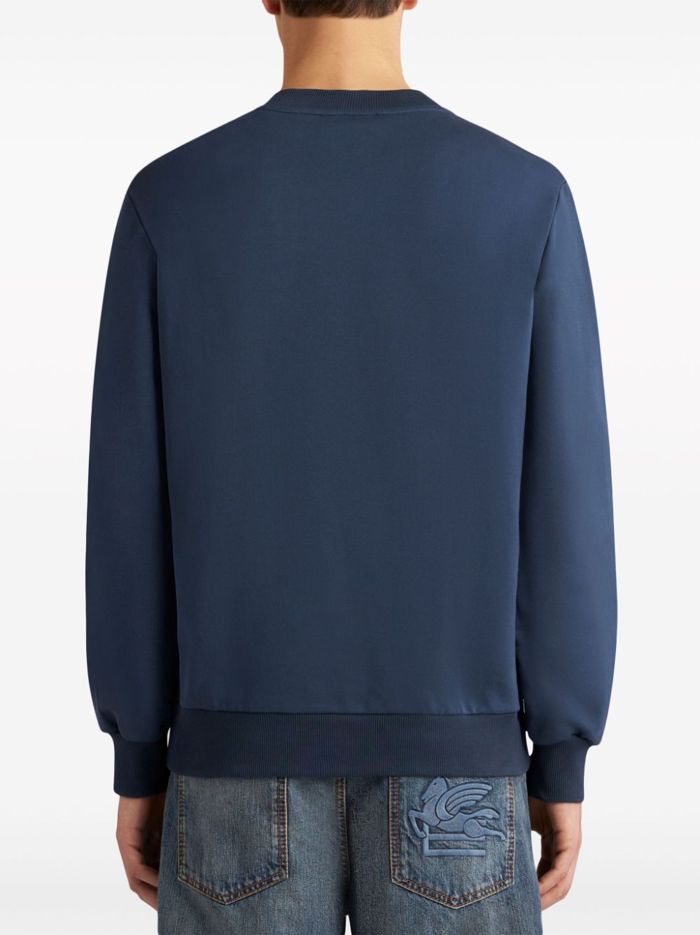 Shop Etro Pegaso-embroidered Cotton Sweatshirt In Blue
