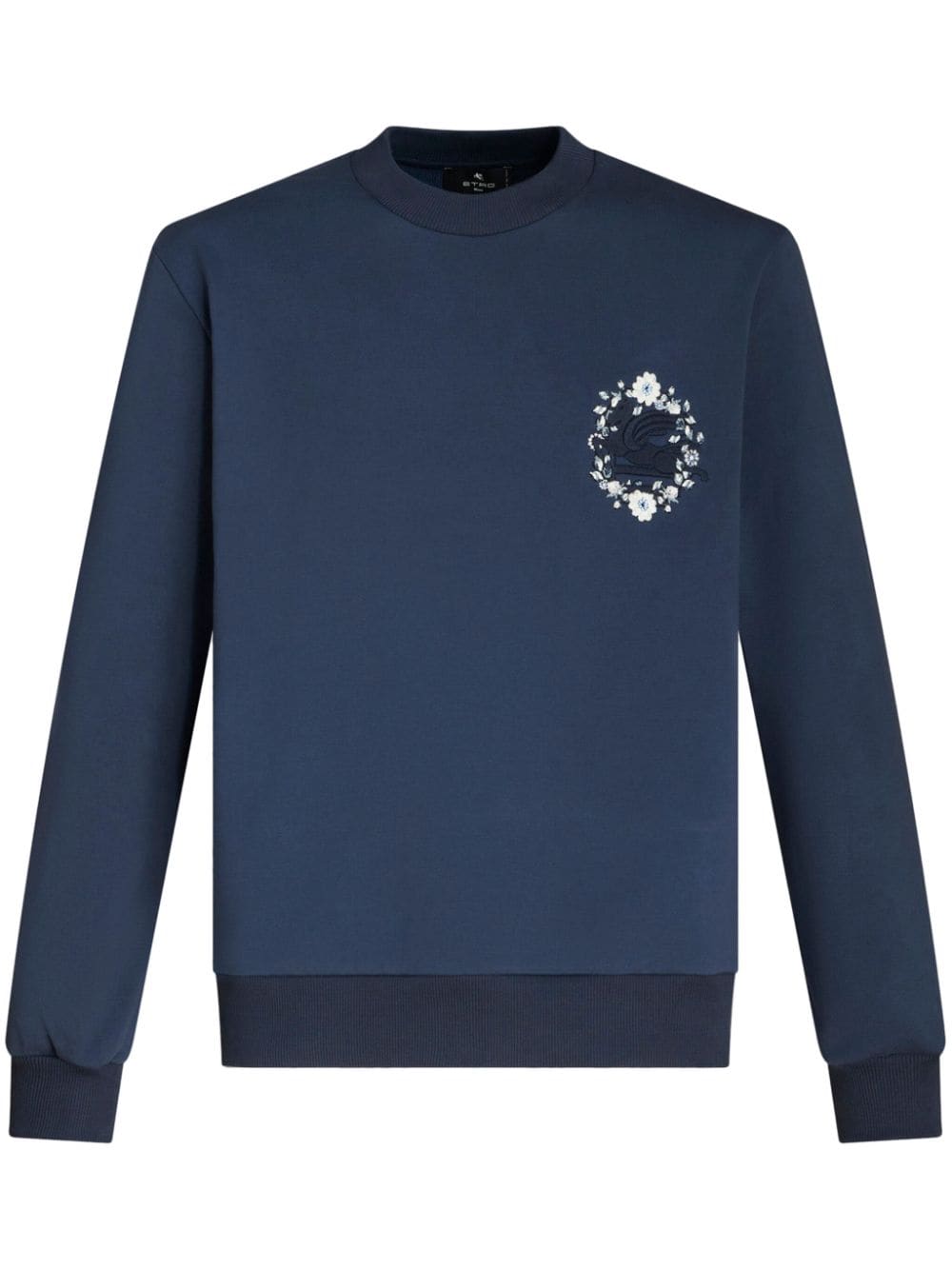 Etro Pegaso-embroidered Cotton Sweatshirt In Blue