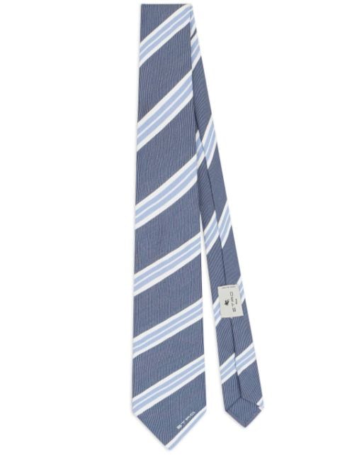 ETRO 条纹真丝棉混纺领带