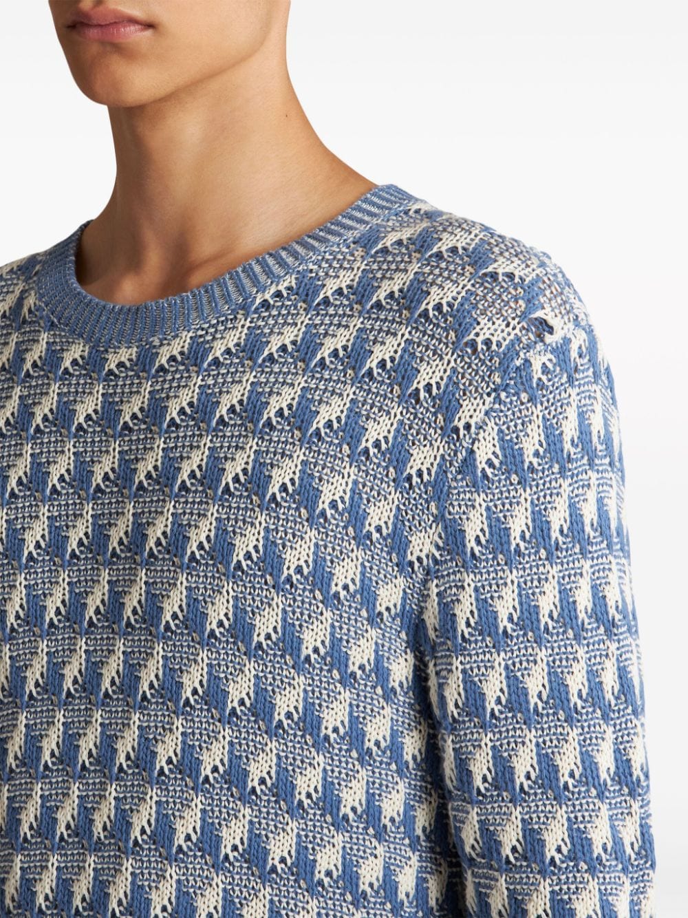 Shop Etro Intarsia-knit Cotton Jumper In Blue
