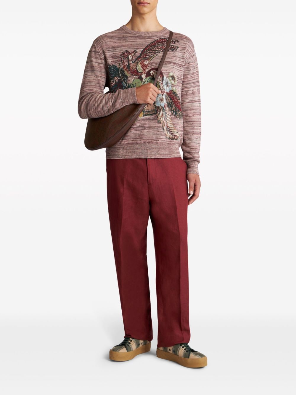 Shop Etro Mid-rise Tapered Trousers In Red