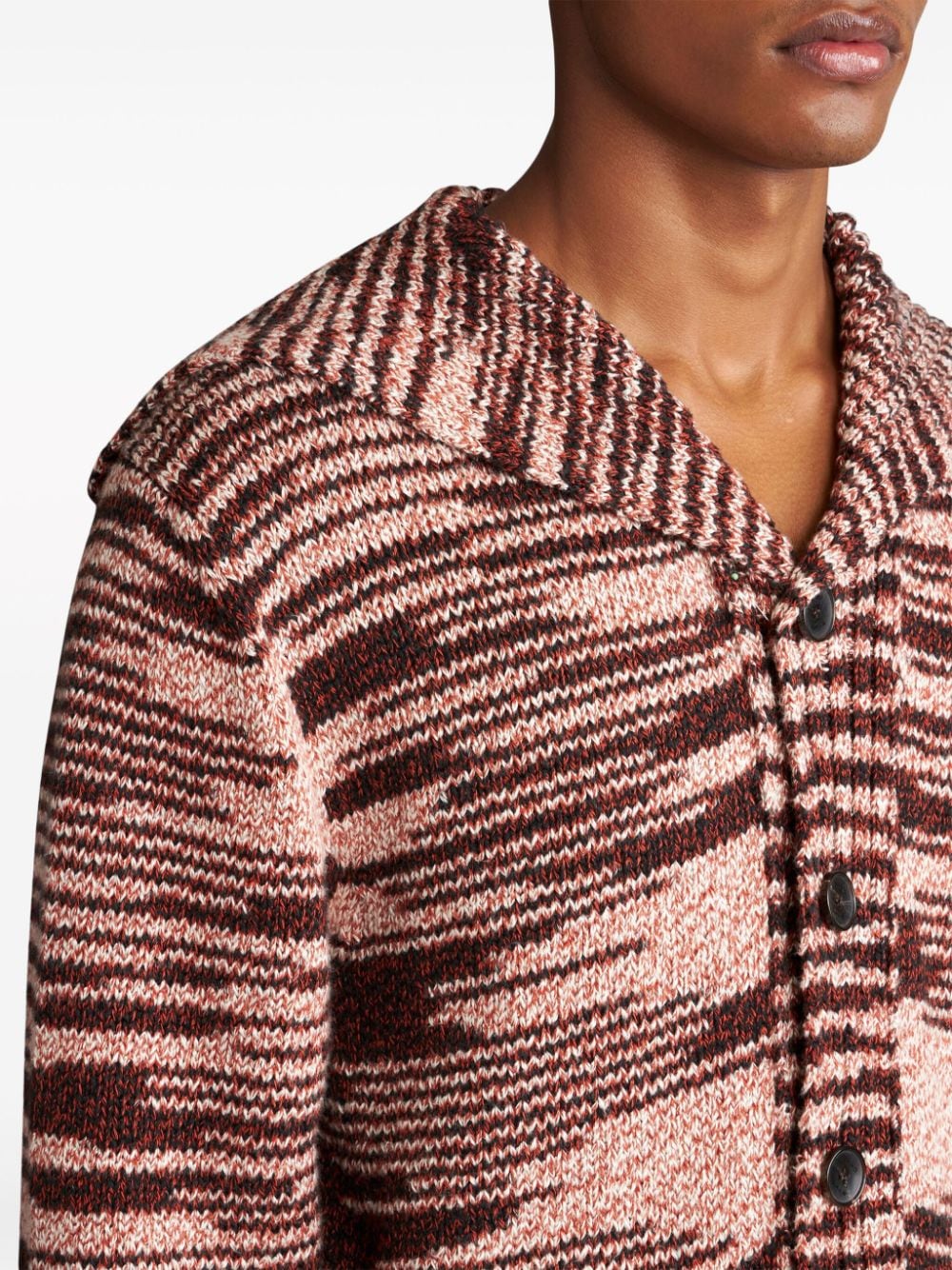 Shop Etro Patterned-jacquard Cotton-blend Cardigan In Pink