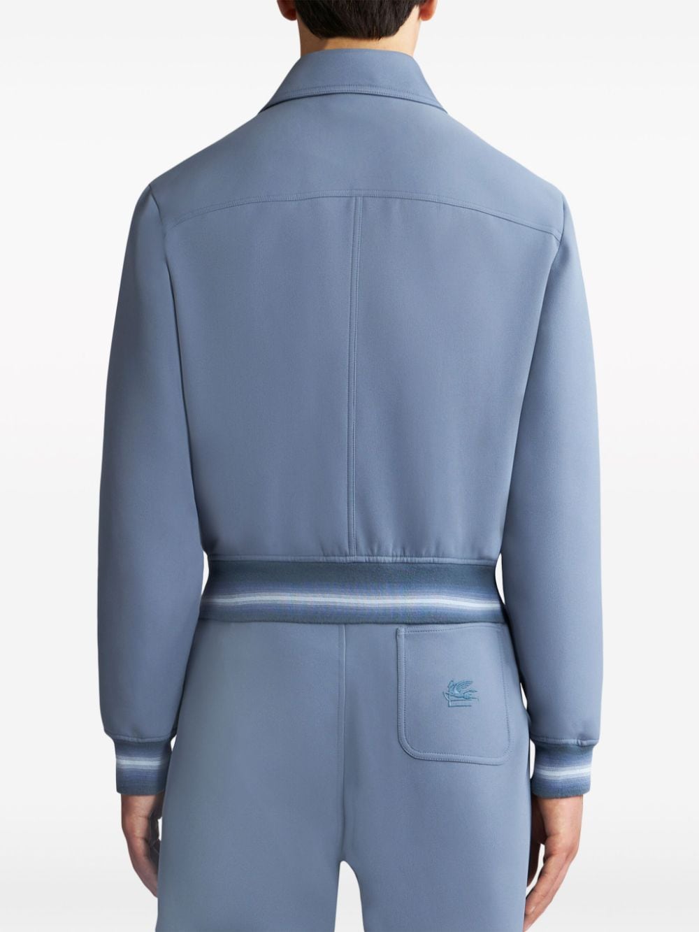 Shop Etro Pegaso-embroidered Zip-up Jacket In Blue