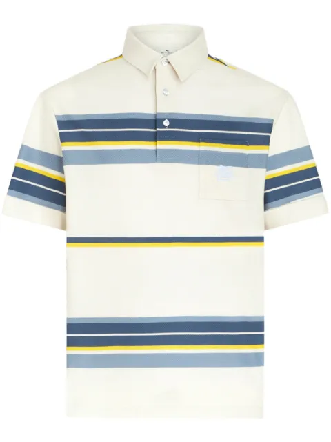 ETRO Pegaso-embroidered striped polo shirt