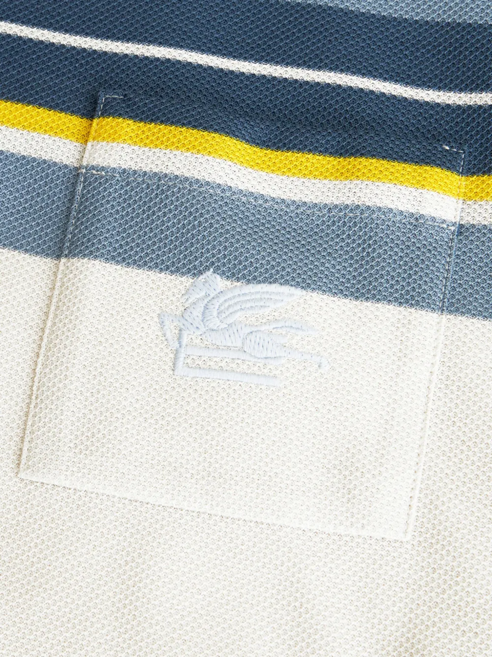 Shop Etro Pegaso-embroidered Striped Polo Shirt In White