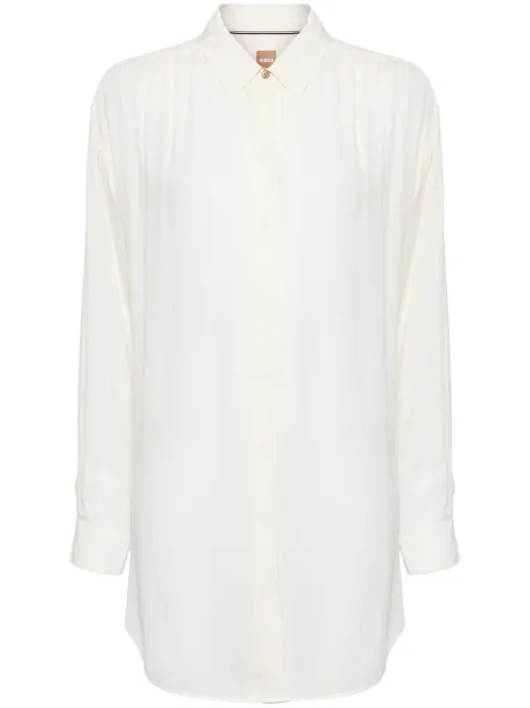 BOSS pleated classic-collar shirt