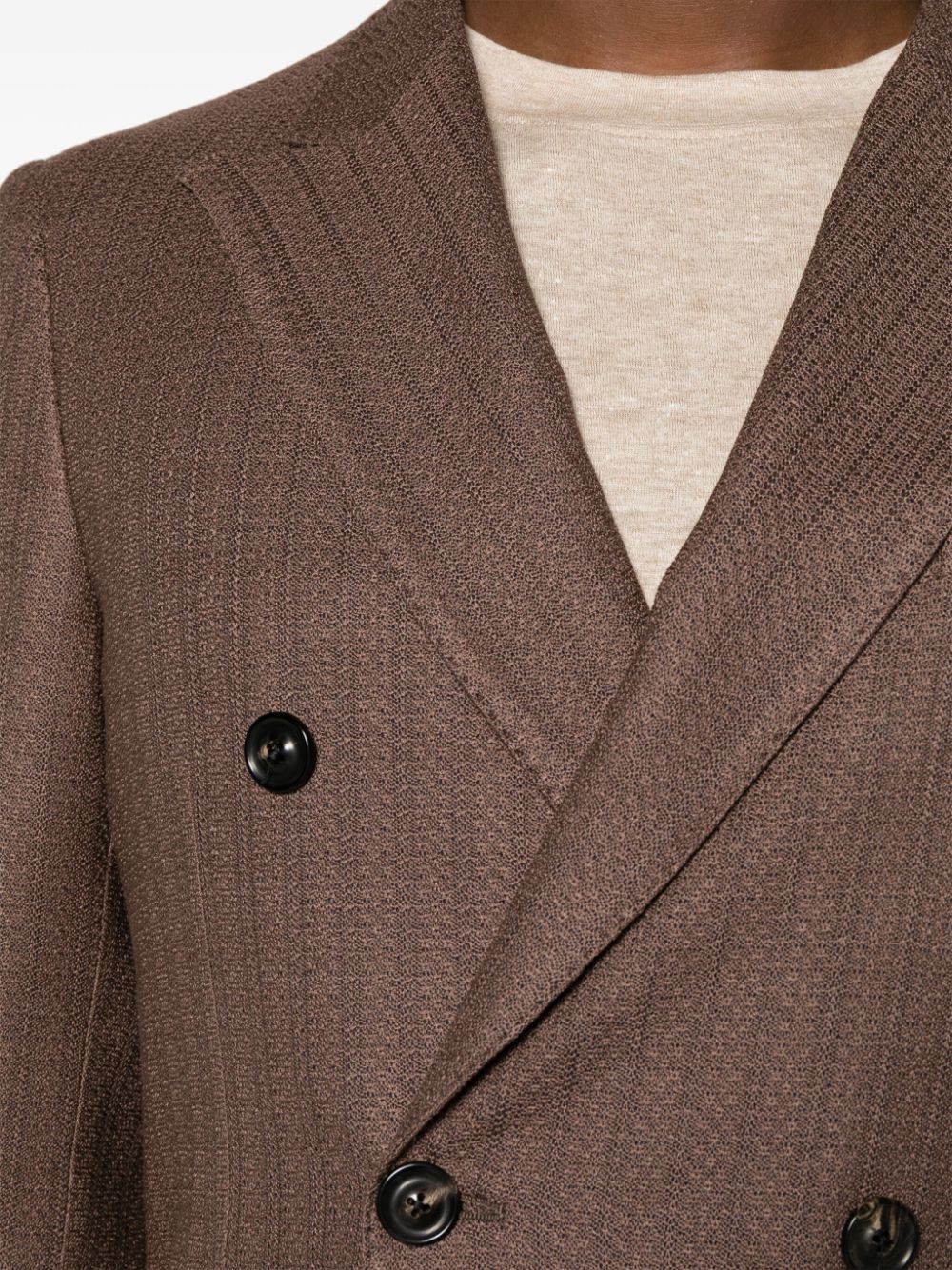 Shop Lardini Double-breasted Cotton Blazer In Brown