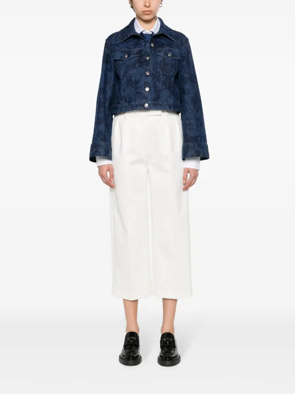 国内発 THOM BROWNE ホワイトコットンプリーツクロップドパンツ Thom Browne プリーツ クロップドパンツ | ホワイト | FARFETCH JP