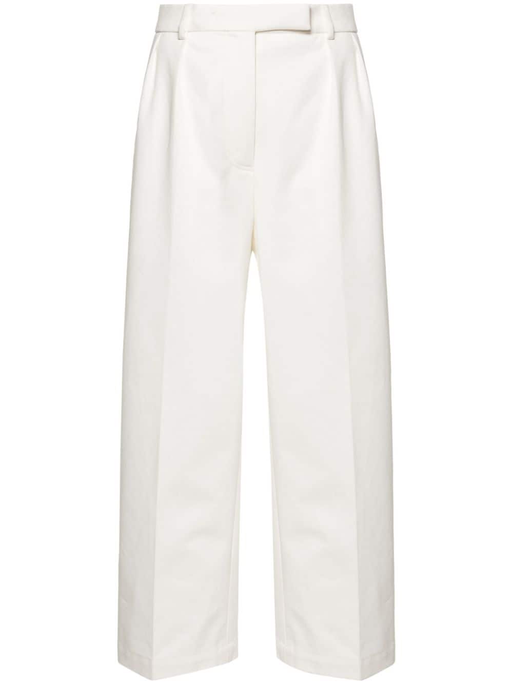 Thom Browne Wide-leg Cotton Trousers In White