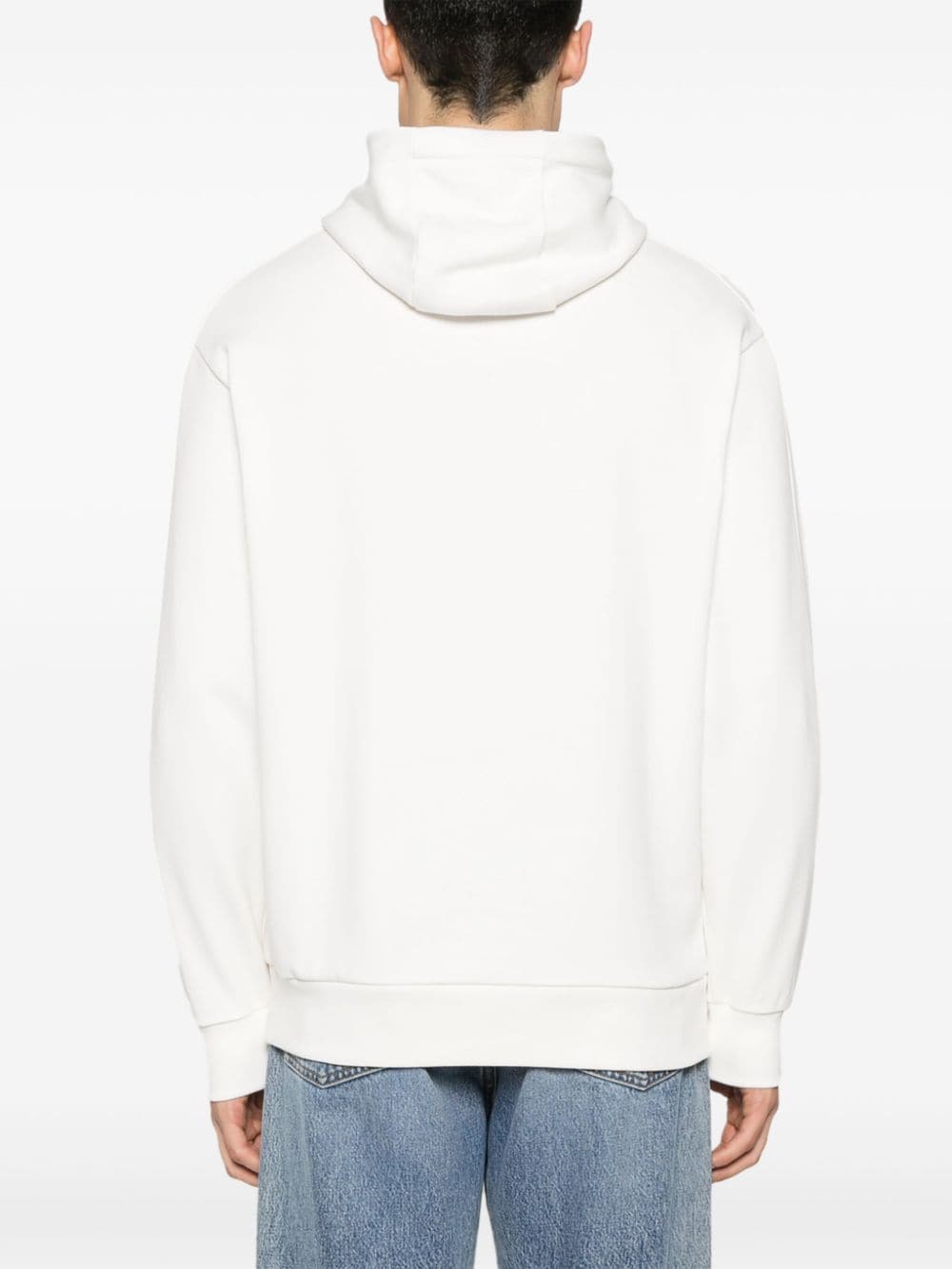 Shop Boggi Milano Embroidered-logo Cotton Hoodie In 白色