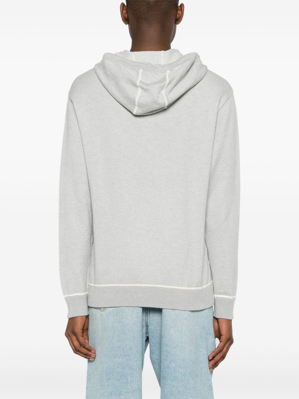 Shop Boggi Milano Logo-embroidered Knitted Hoodie In Grey